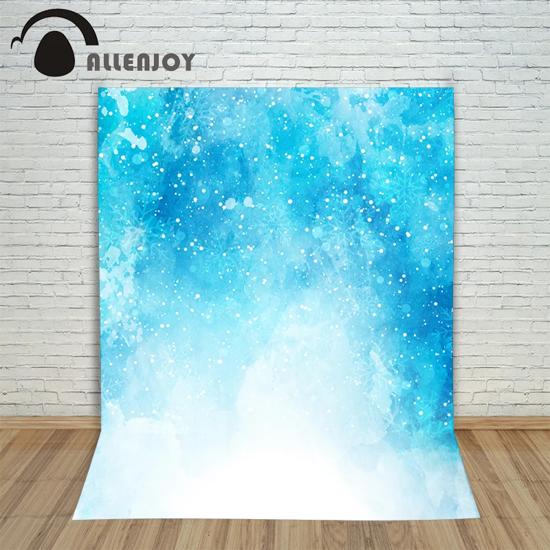Christmas photographic background Bokeh snow blue snowflakes new year photo vinyl cloth children
