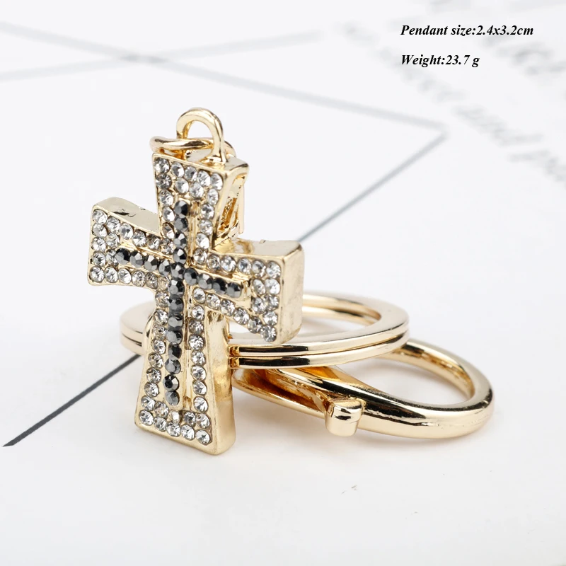 Модный брелок для ключей с крестом из кристала религиозный христианский Иисус стразы брелок в виде креста Для женщин молитва Бог благословит подарок Сувенирный брелок