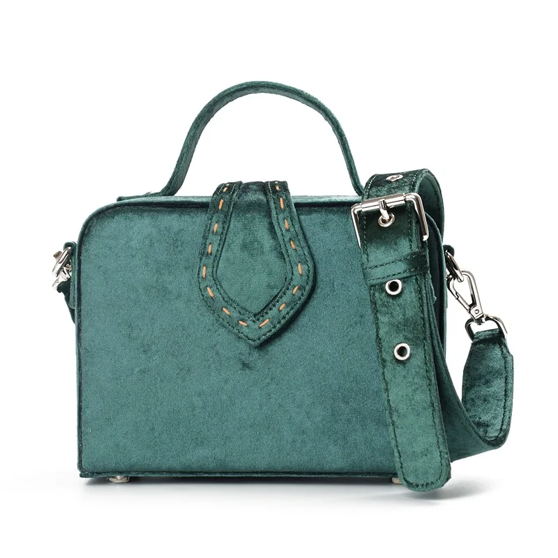 

Women Real Split Suede Leather Shoulder Bag Female Leisure Trunk Box Casual Handbag Messenger Top-handle Bags