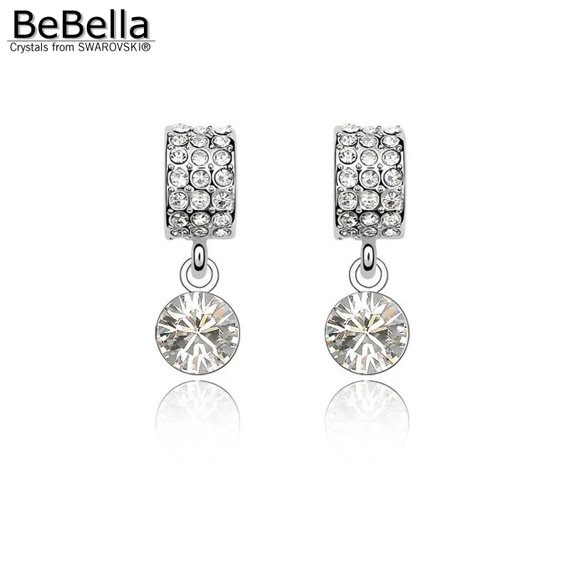

BeBella crystal round drop earrings with Crystals from Swarovski original brand fashion jewelry for women girl Wedding gift 2018
