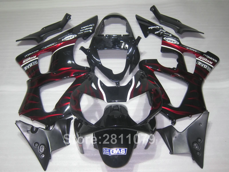 Injection molding fairing kit for Honda CBR929RR 00 01 red flames black