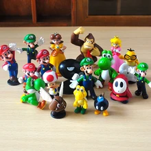 Super Mario Bros juguetes modelo 18 unids/Набор 3-7 cm1 Unidades caliente juego Super Mario Bros figura modelo juguete Super Mari