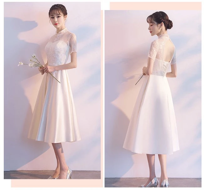 Элегантный Стильный v образным вырезом красивые серые Простые платья для подружек невесты установлены Короткие бальные платья Размер 2