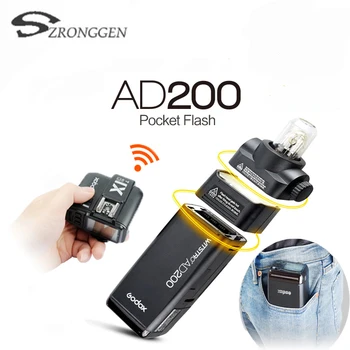 

GODOX AD200 TTL 2.4G HSS 1/8000s Pocket Flash Light Double Head 200Ws with 2900mAh Lithium Battery Flashlight Flash