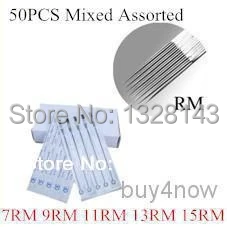 50PCS Mixed Assorted Disposable CM Curved Magnum Sterilized Tattoo Needles 7RM 9RM 11RM 13RM 15RM Each 10PCS mix Pcaking | Красота и