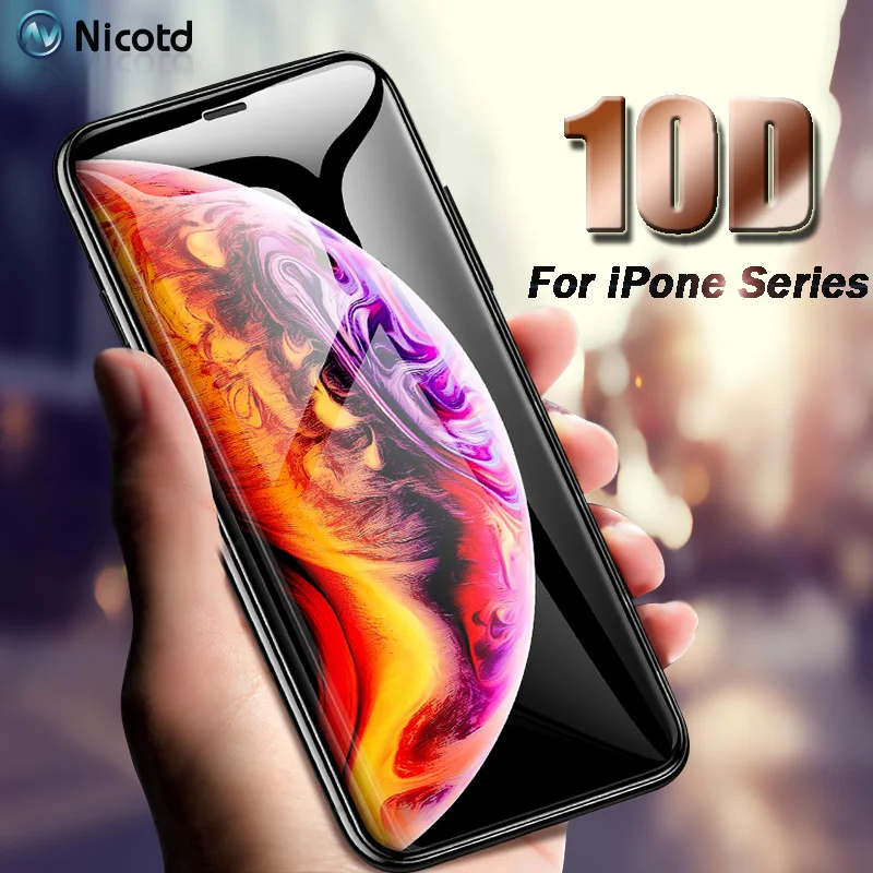 10D Защитная пленка для экрана iPhone 7 XS MAX 8 Plus закаленное стекло против отпечатков