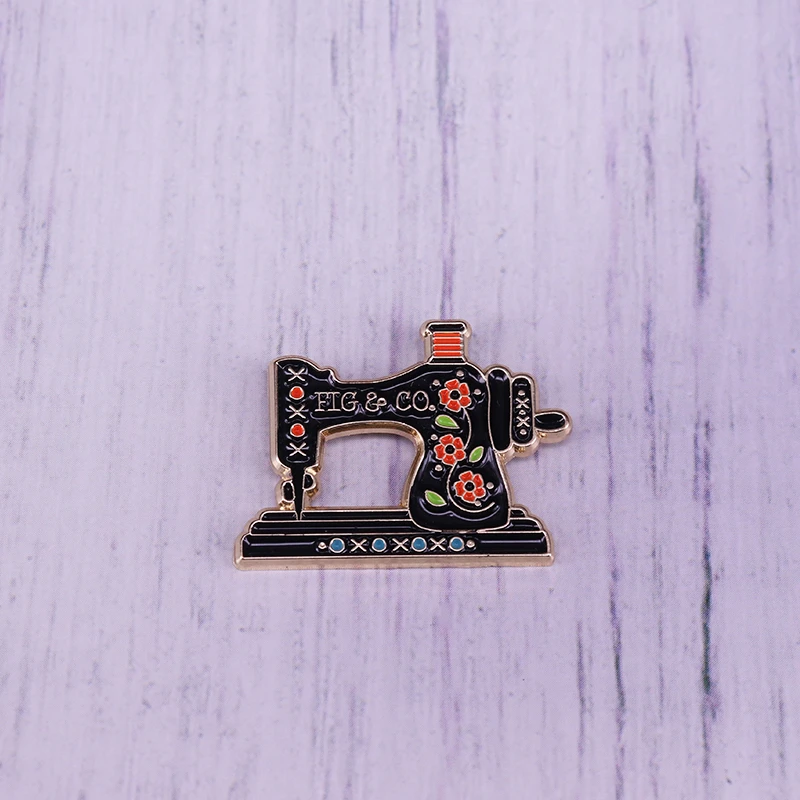 Vintage Sewing Machine Enamel Pin Fig Tree Enamel Pin Retro Sewing Machine Pin Brooches
