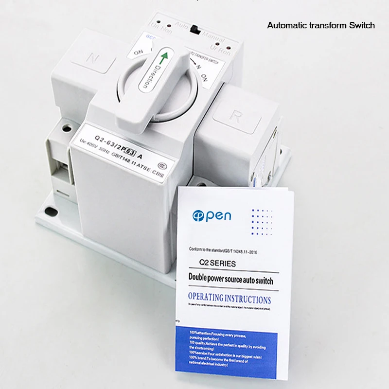  2P 63A 230V MCB type Dual Power Automatic transfer switch ATS Standby power supply for power failur