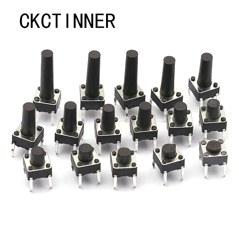 

100pcs/lot Mini Micro Momentary Tactile Push Button Switch 4 pin ON/OFF keys button DIP 6*6*5/6/7/8/9/10/13/14/17