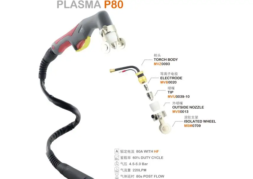 Плазменные резаки высокая частота P80 факел токопроводящий мундштук щит износа деталей CUT LGK