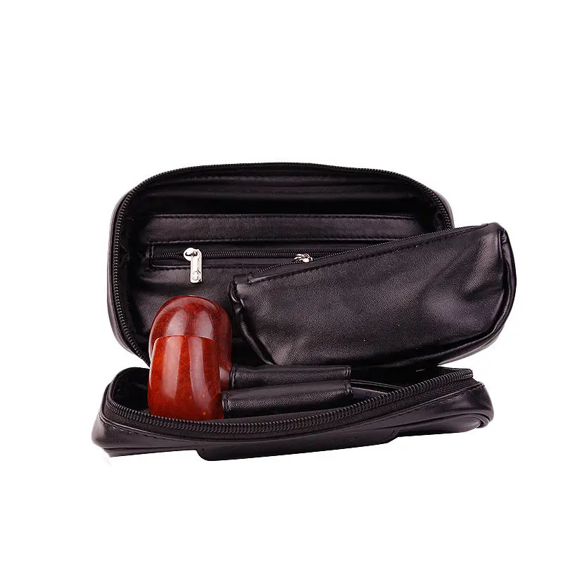 Портативный 1 шт. мягкий из искусственной кожи табак деревянная сумка для трубки держатель курительный чехол сумка для хранения сигарет трубы, узор случайный