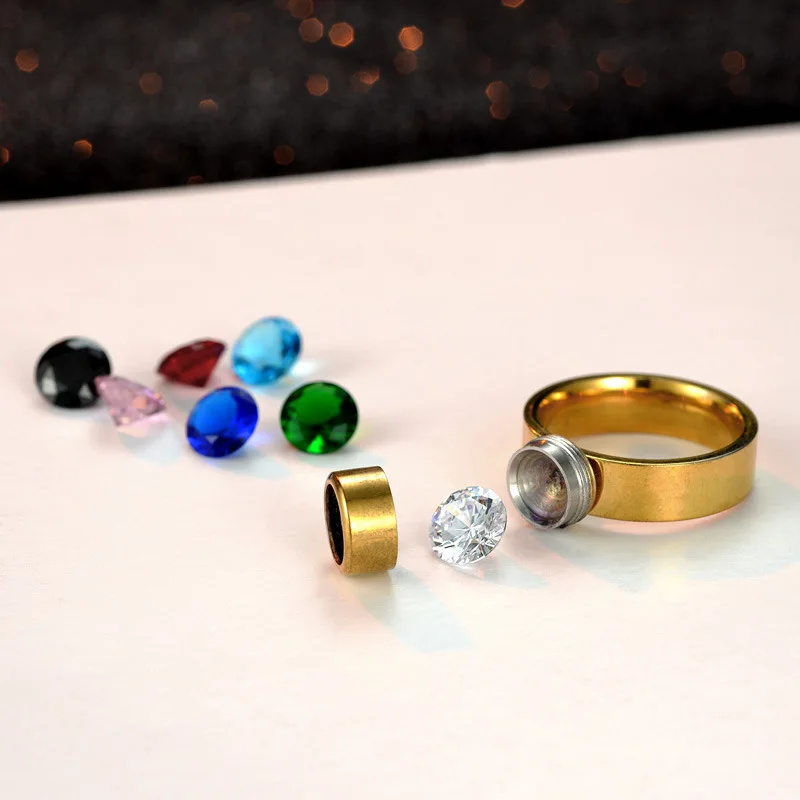Модные 7 из цветного циркона, хрусталя камень DIY Сменные кольца золото-Цвет 316L Нержавеющая сталь кольца для Для женщин