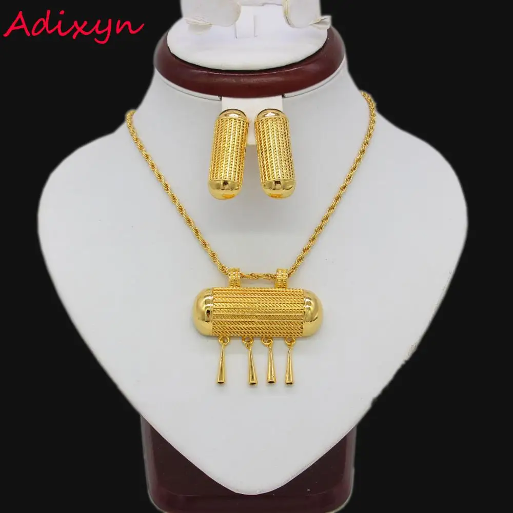 

NEW Ethiopian Bridal Jewelry sets Gold Color Necklace/Earrings/Pendan India/African/Dubai/Ethiopia/Nigeria/Arabic Women Gifts