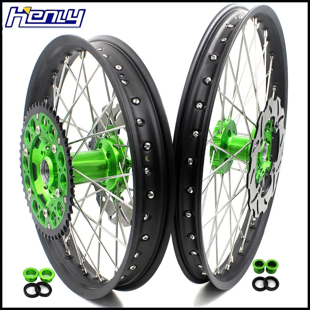 21/18 KX250F 2006 2014 KX450F 2006 2014 COMPLETE ENDURO WHEELS RIMS SET