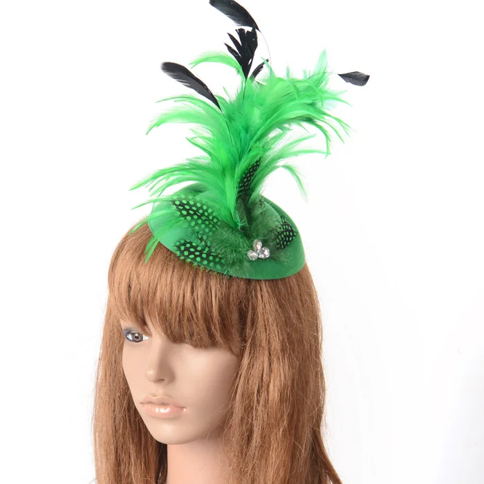 18дизайнерский выбор ручной работы зеленый чародей цветы церковная шляпа-таблетка вуаль для волос клипсы Коктейльные Свадебные вечерние женские заколки - Цвет: 1105gn