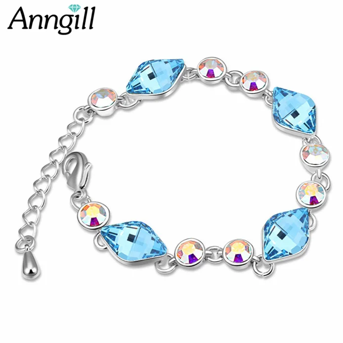 

ANNGILL New 100% Crystals from Swarovsk Bracelets Bangles Charm Bracelets For Women Friendship Pulseras Engagement Jewelry