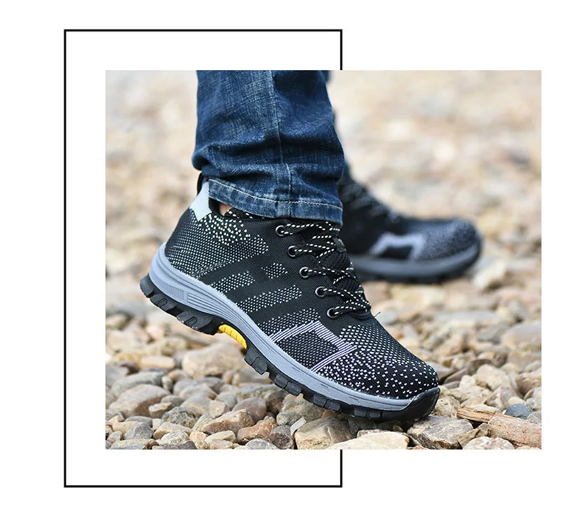 Men's Breathable Steel Toe Cap Safety Shoes Men High Quality Outdoor Antislip Steel Puncture Proof Construction Boots Work Shoes (8)