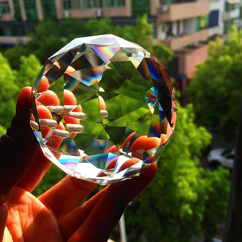 80mm (Free hooks) Crystal Glass Faceted Ball for Chandelier Crystal Crystal Suncatcher Prisms, crystal chandelier parts