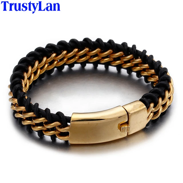 Iris Leather Bracelet | Oak Silky Calf & Gold plated Stainless Steel | Iris  | Mulberry