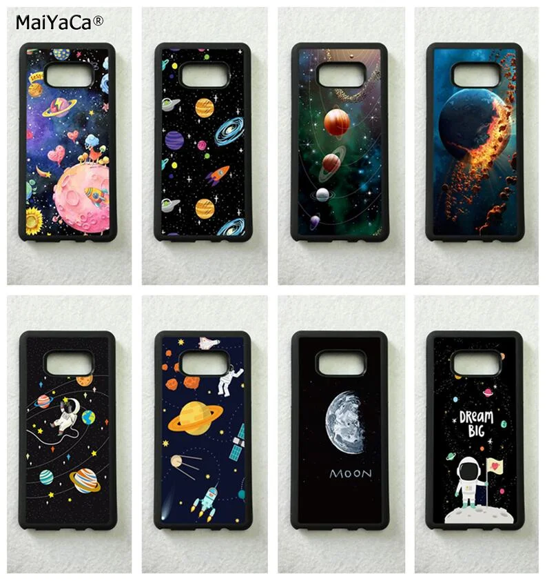 Cartoon space earth pink moon soft edge phone case for samsung s6 plus s7 s8 s9 s10 lite e note8 note9 cover | Мобильные телефоны и