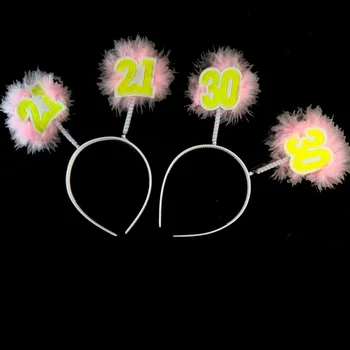

Birthday party DIY decoration pink feather white headband Anniversary yellow 21 30 40 50 happy birthday event party supplies