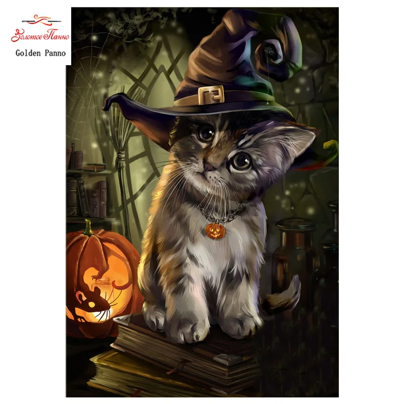 Golden panno,Halloween,Full,Square, Diamond Embroidery,5D,Diamond