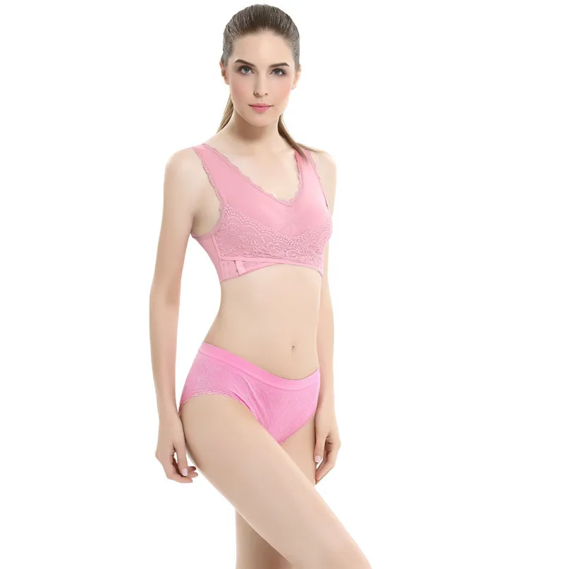 Women Sports Bra Sports Underwear Fitness Yoga Running Pad Cropped Top Sports Wear Tank Tops Anti-shock Sweat Lace Bra #3j#F (3)