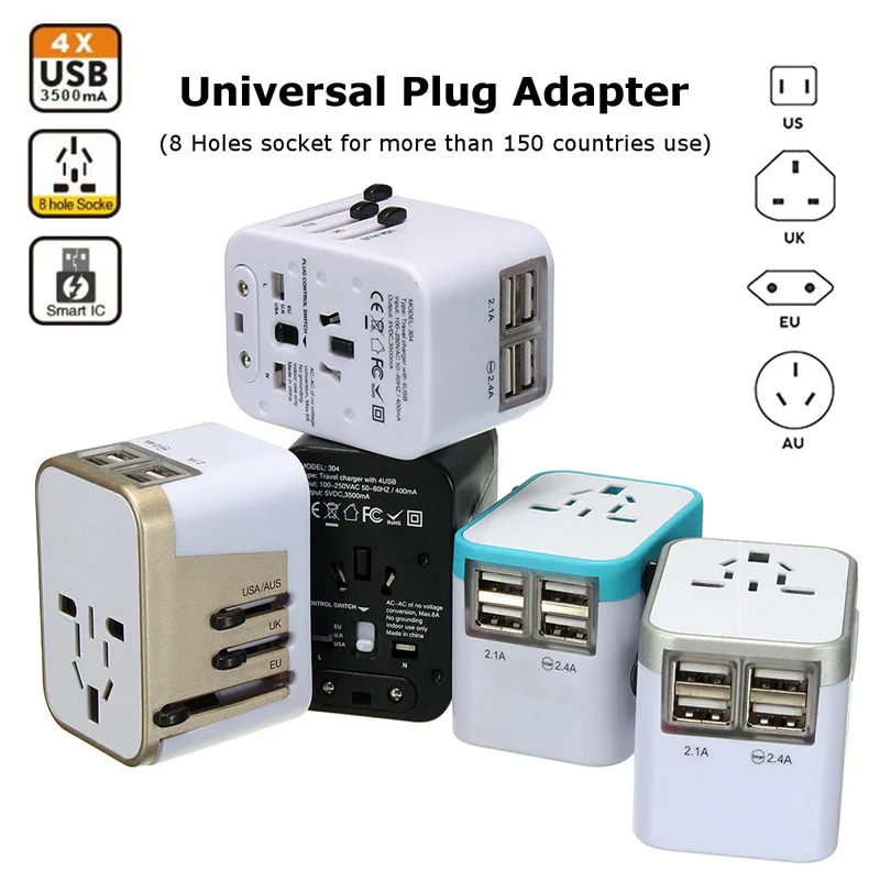 LEORY 4 USB порт AU US UK EU вилка все в одном мире Путешествия AC мощность Международный разъем зарядное устройство, адаптер Универсальный