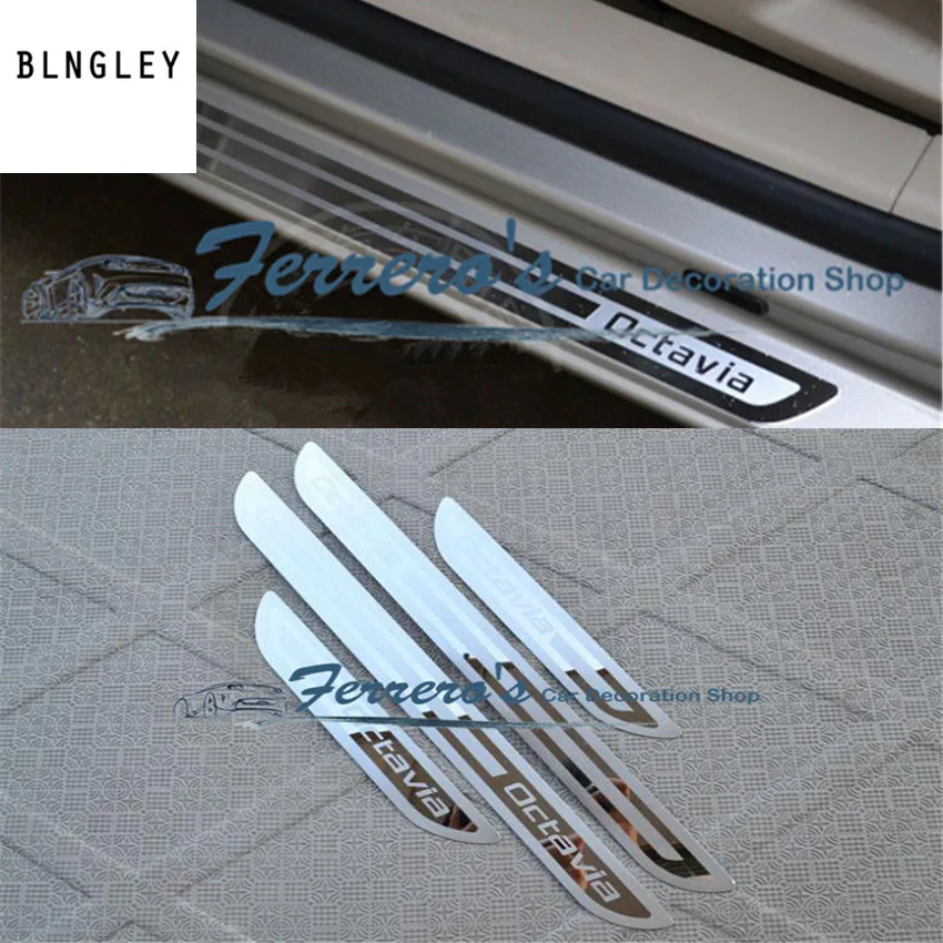 Free shipping 4pcs lot For Skoda Octavia A5 A7 2007 2017 ultra thin door sill pedal