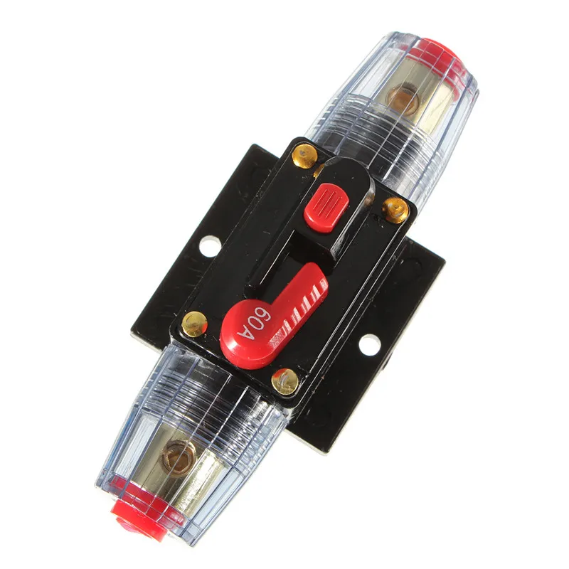 

12V DC Car Audio Inline Circuit Breaker Fuse for System Protection 60A 60 AMP