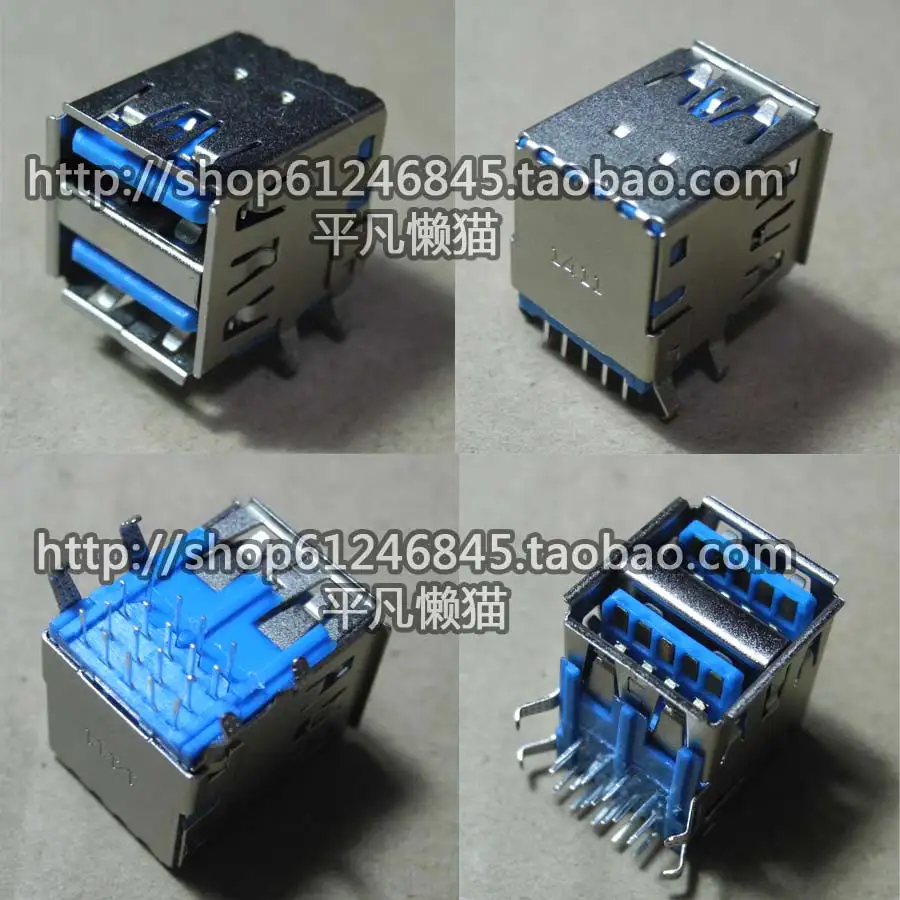 

Free shipping For USB 3.0 Socket Female Socket A Type Double Layer A Female 90 Degree Desktop Computer 3.0 Dual USB Interface