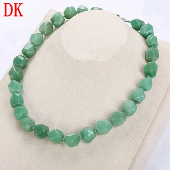 

3A Natural Gem Stone Green Agate Irregular Knotted Necklace Necklace Pendant Quartz Pendulum Column Reiki Healing Chakra Jewelry