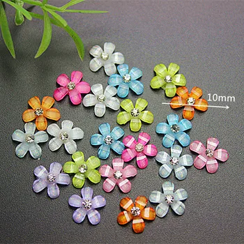 

Mix Colors 200pcs/lot 10mm cute resin Bling flowers flatback cabochon for DIY nail art decoration