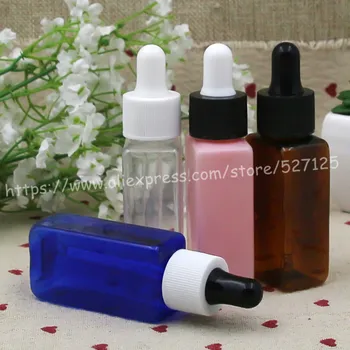 

30ml pretty colors square PET bottle with plastic ring+bulb dropper lid,essential oil bottle.cosmetic container
