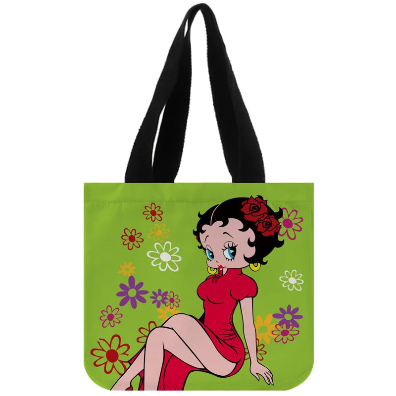 Сумка-тоут из хлопка и холста на заказ Betty Boop Shopping Складная многоразовая сумка с собственным логотипом оптом - Цвет: 18