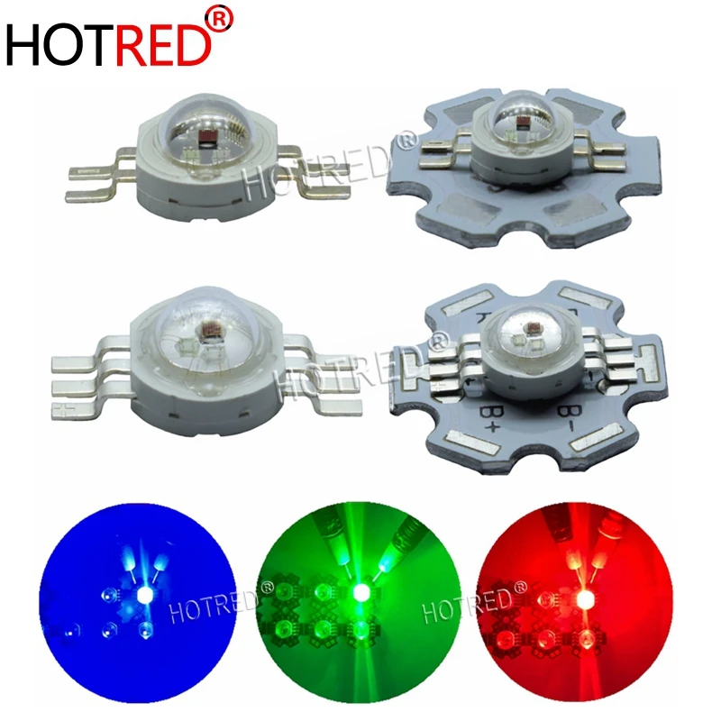 10 100 шт. 3 Вт RGB красный зеленый синий белый 4 6pin светодиодных диодных чипов часть