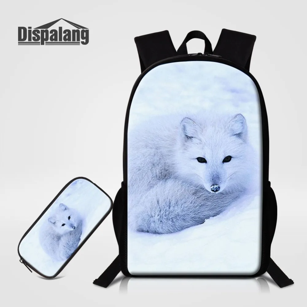 

Dispalang 2 PCS Set Backpack For School For Boys Zoo Animal Fox Printing Pencil Cases Children's School Bags Kids Custom Bookbag