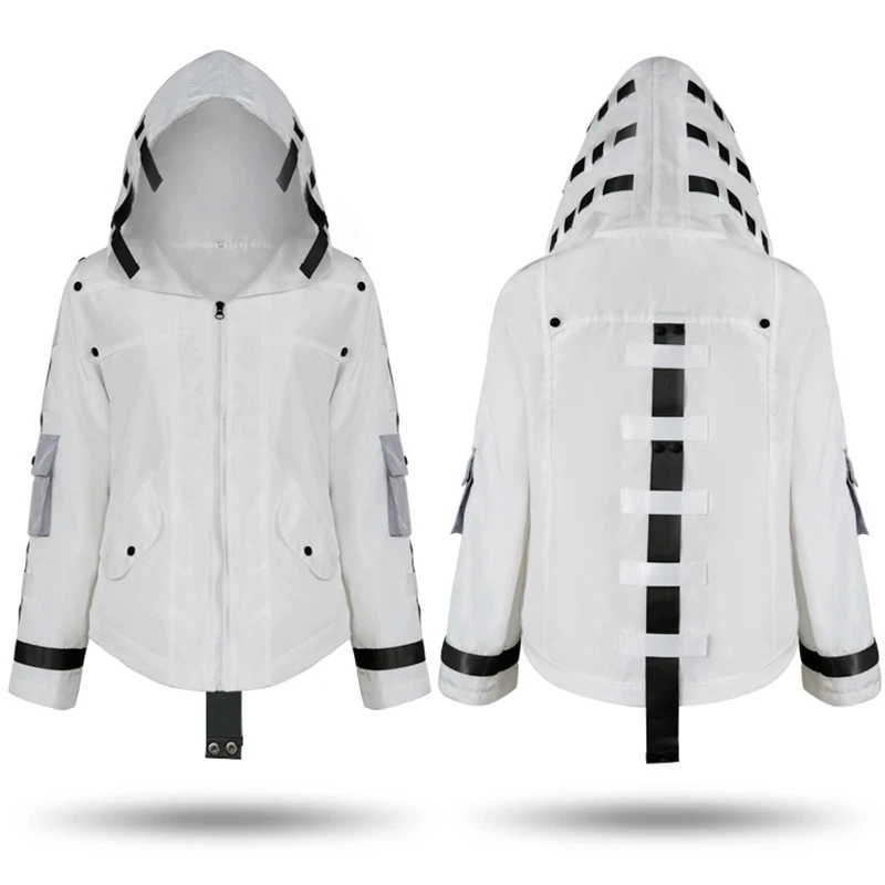  Game PUBG Playerunknown's Battlegrounds Cosplay Costume Men Women White Black Hooded Coat With Hat 