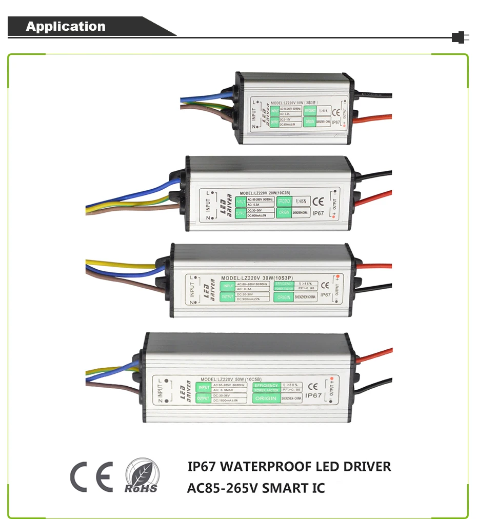 Блок питания Источник питания светодиодный драйвер переменного/постоянного тока 10 Вт 20 Вт 30 Вт 50 Вт IP67 водонепроницаемый адаптер для светодиодной лампы трансформирующийся 220 В для светодиодной ленты светильник