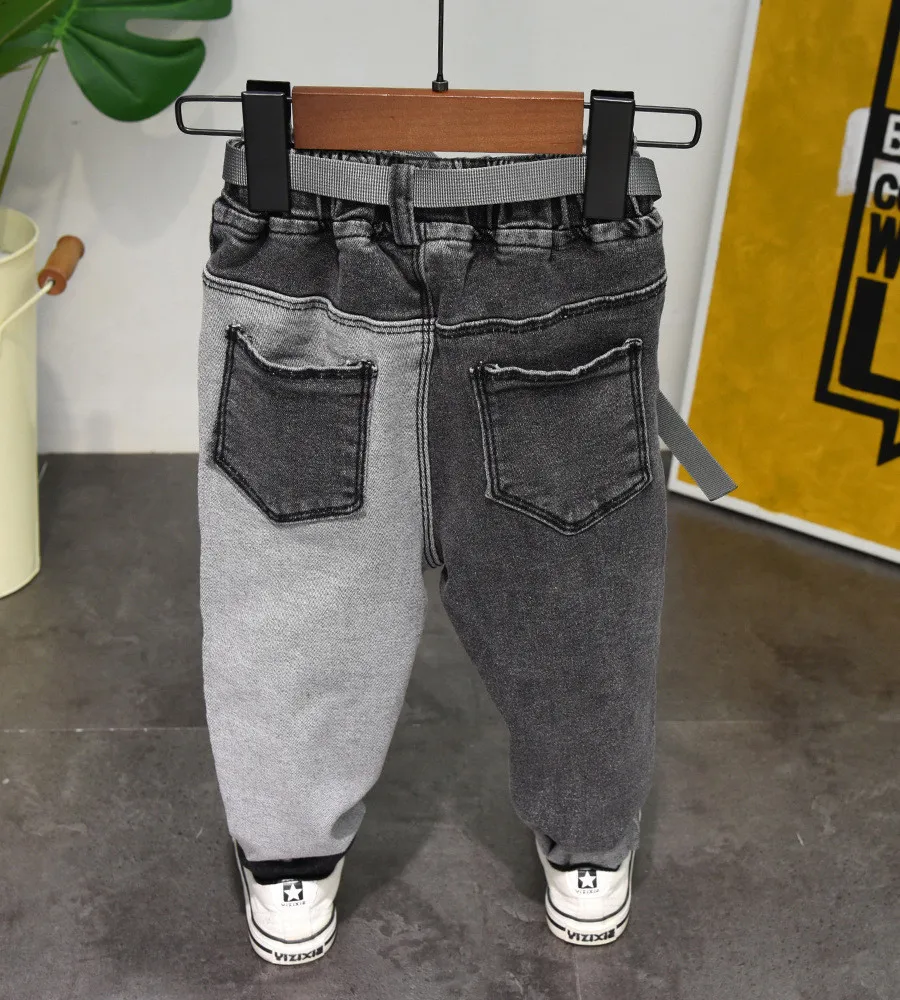 Kids Jeans Fashion Stitching Jeans For Boys Casual Elastic Waist Denim Pants 2 3 4 5 6 7 Years Toddler Boys Pants Kids Trousers