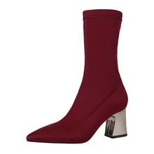 {D& Henlu}/эластичные женские сапоги-чулки женские сапоги до середины икры; Botas Mujer; коллекция года; сапоги на высоком каблуке пикантная обувь на металлическом каблуке