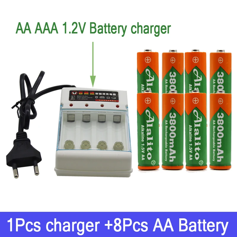 Новым ярлыком 3800 MAH перезаряжаемые батареи AA 1,5 V. Перезаряжаемые Alcalinas drummey+ 1 шт., размер: 4-элементная батарея зарядное устройство - Цвет: Красный