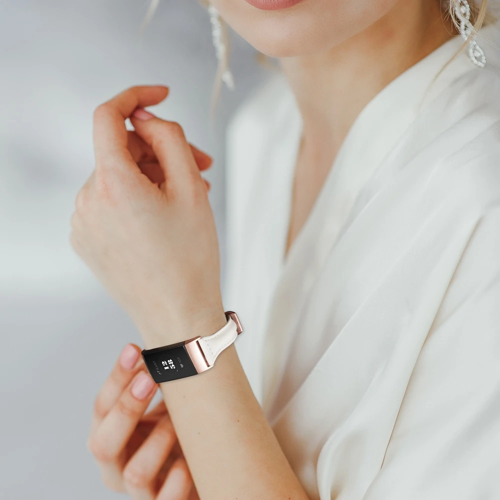 Ремешок для смарт часов Toyouths Fitbit Charge 3 Женский тонкий кожаный сменный Браслет 2019