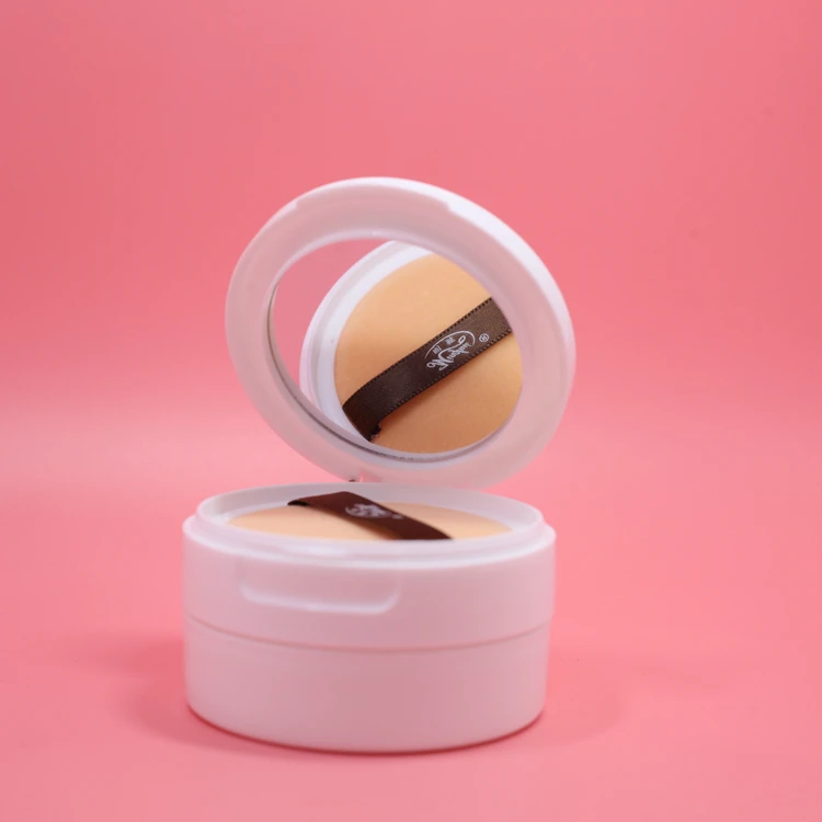 

3pcs empty loose powder jar with sifter mirror Cosmetic plastic powder compact white Clamshell Makeup case subpackage Box