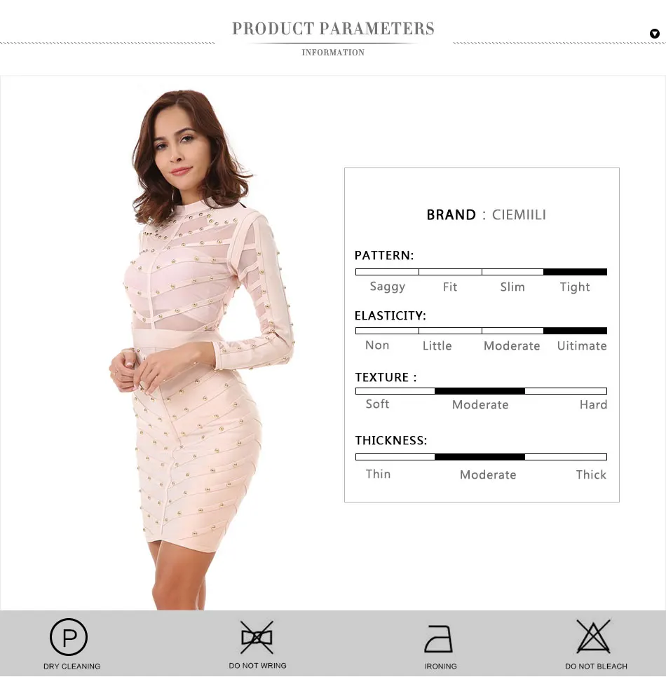 CIEMIILI платье с бисером женское Новое Вечернее Бандажное платье стретч-сетка длиной до колена с длинным рукавом для подиума бодикон платье