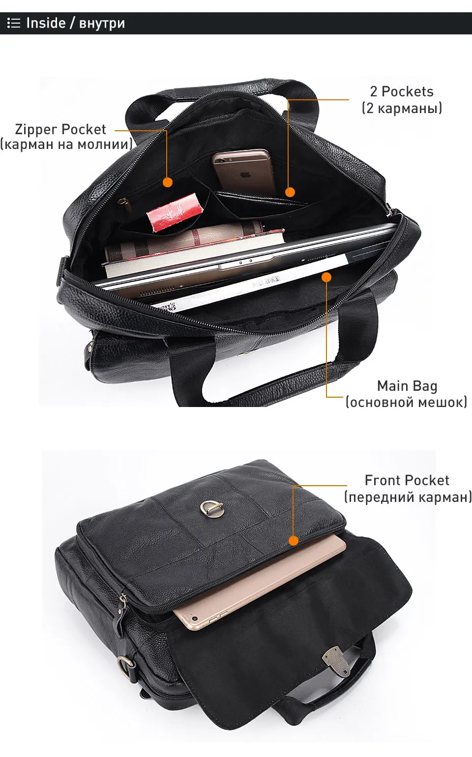2 handbag men briefcase