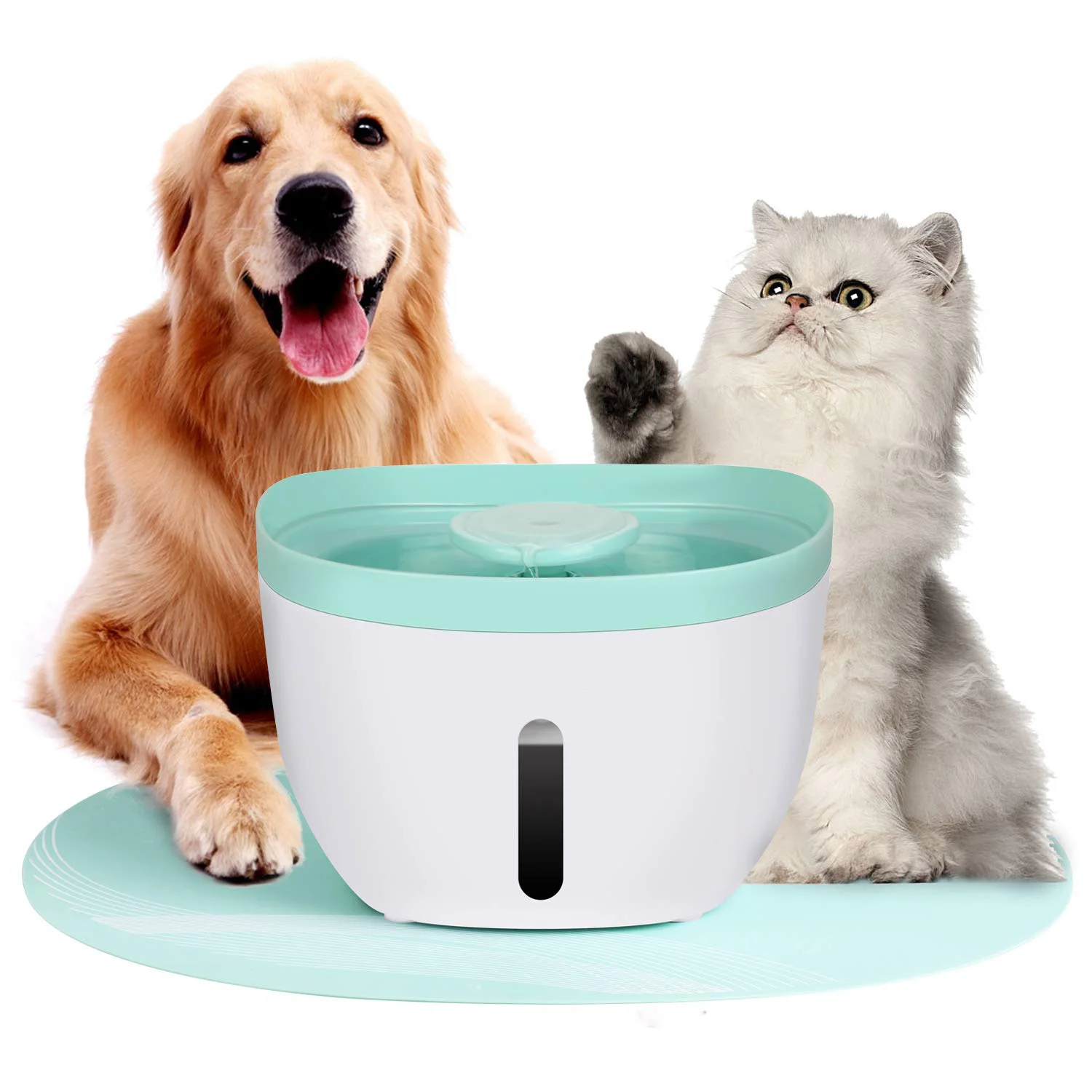 JEYL Pet фонтан-кошачий фонтан 2.2L Pet фонтан Автоматическая миска для воды кошка диспенсер для воды с фильтром, светодиодный светильник, тихий Pu - Цвет: White