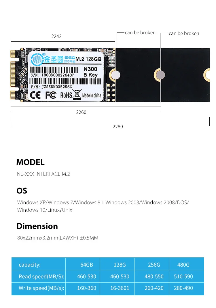 JSYERA NGFF M.2 SSD  128GB 2242/2260/ 2280 M2 B Key NGFF 60GB64GB120GB128GB240GB256GB320GB360GB500GB512GB1T inland professional 240gb ssd