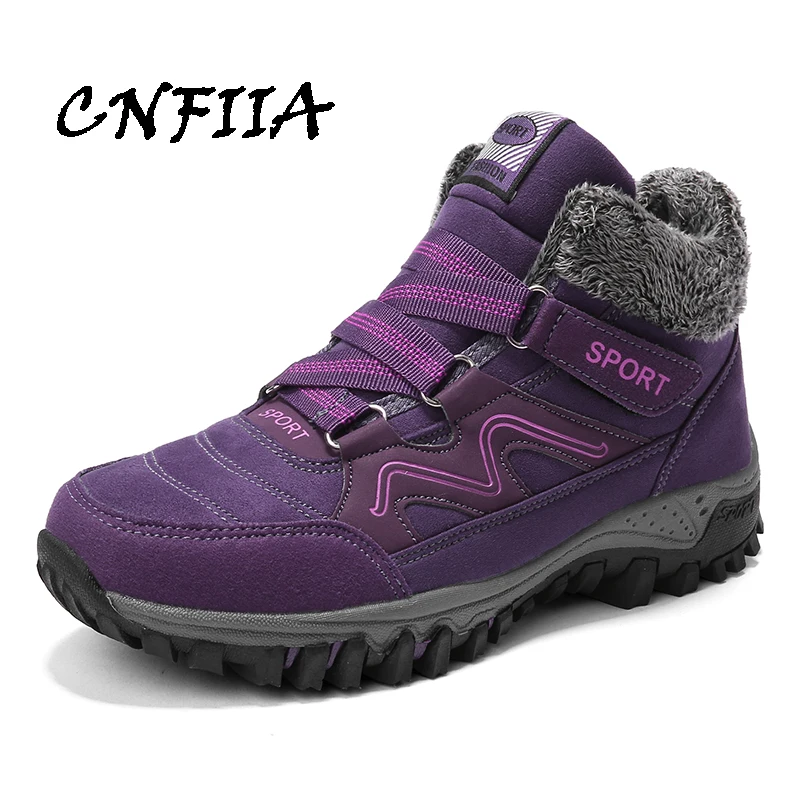 

CNFIIA Sneakers Women Casual Shoes 2018 Winter Fur Warm Female Non Slip Footwear Plus Size 41 Purple Black Ladies Designer Shoes