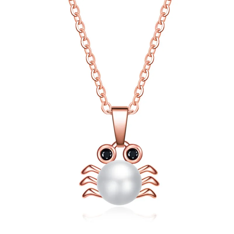 

Natural Freshwater Pearl Pendant Necklace Cute Animal Crab Necklace